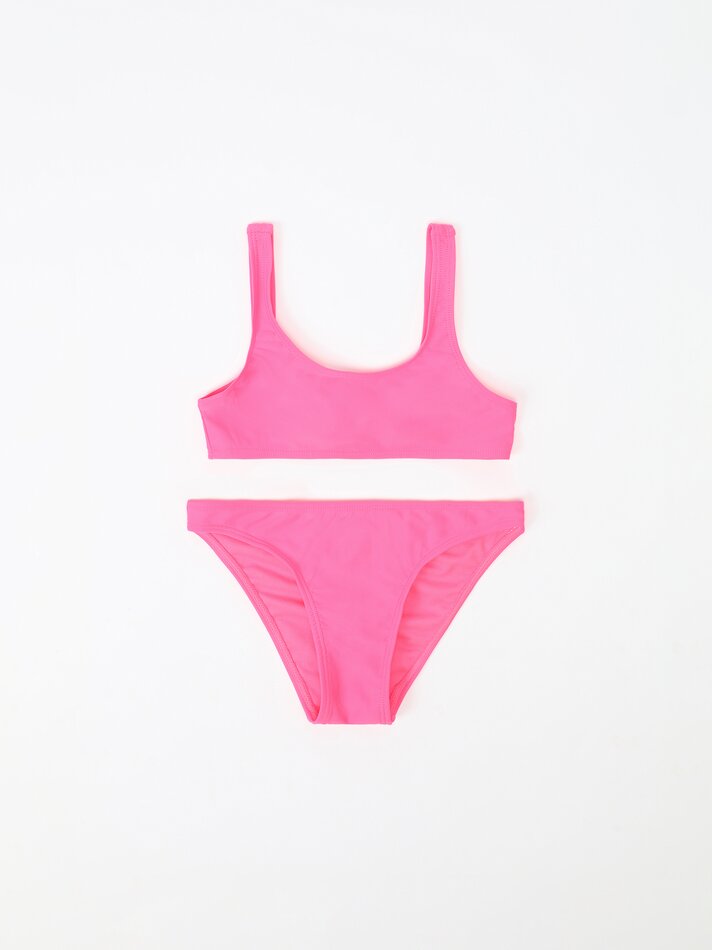 Conjunto básico de biquíni de duas peças - Fúcsia fluorescente