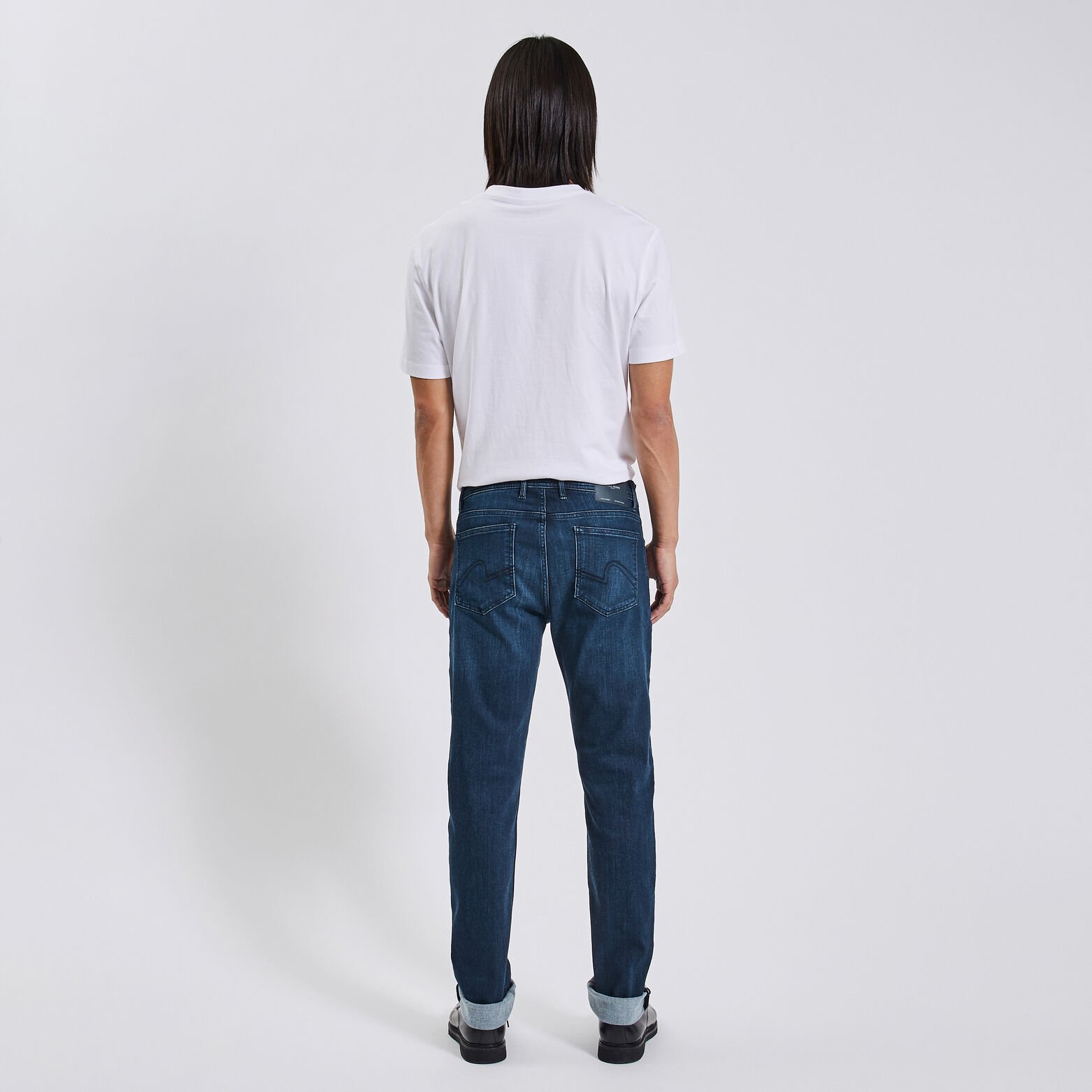 Jean straight intérieur doux Bleu