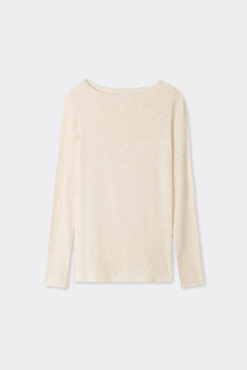Blusa de gola redonda em modal leve com lamê de cashmere