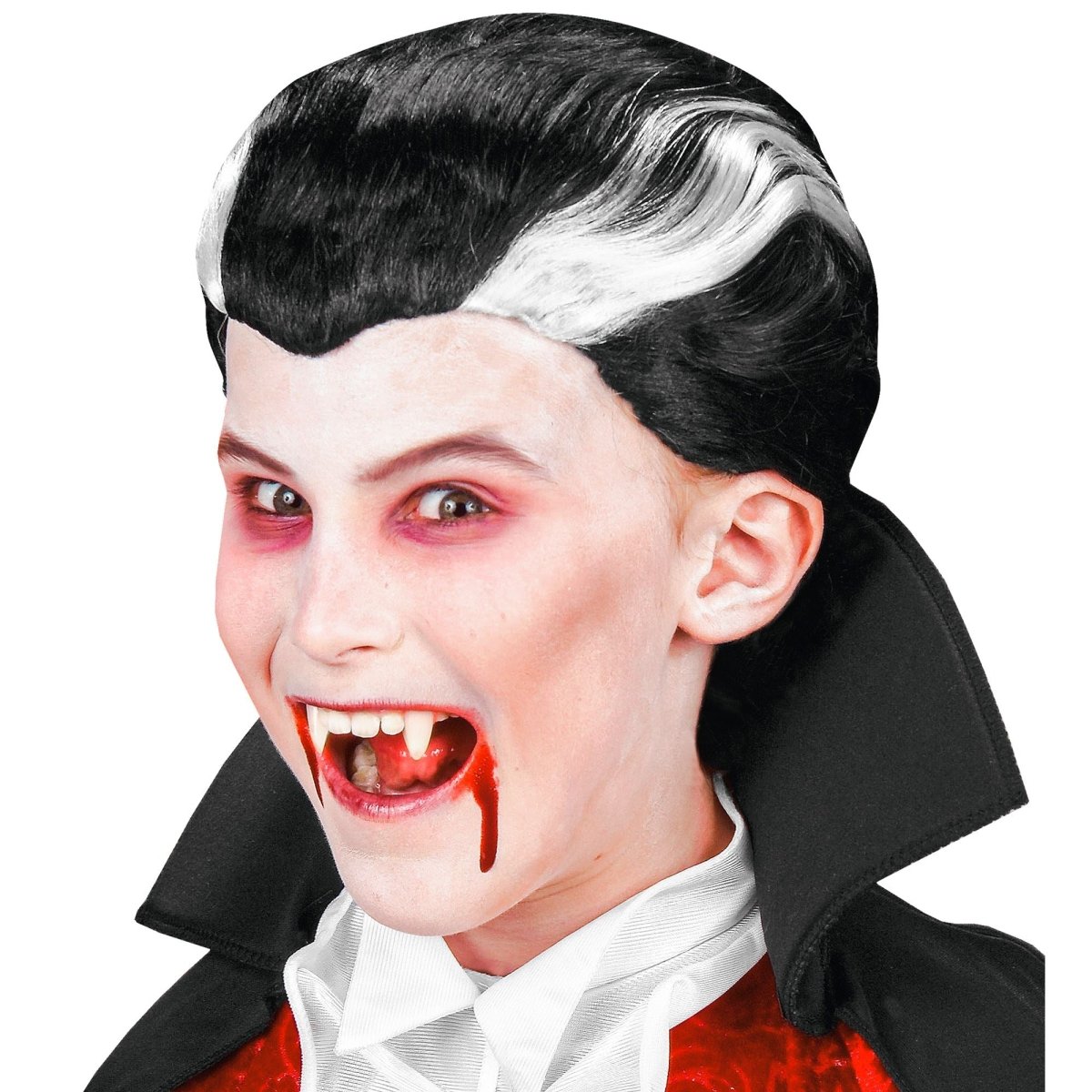 Halloween Pruik Zwart Wit Vampier