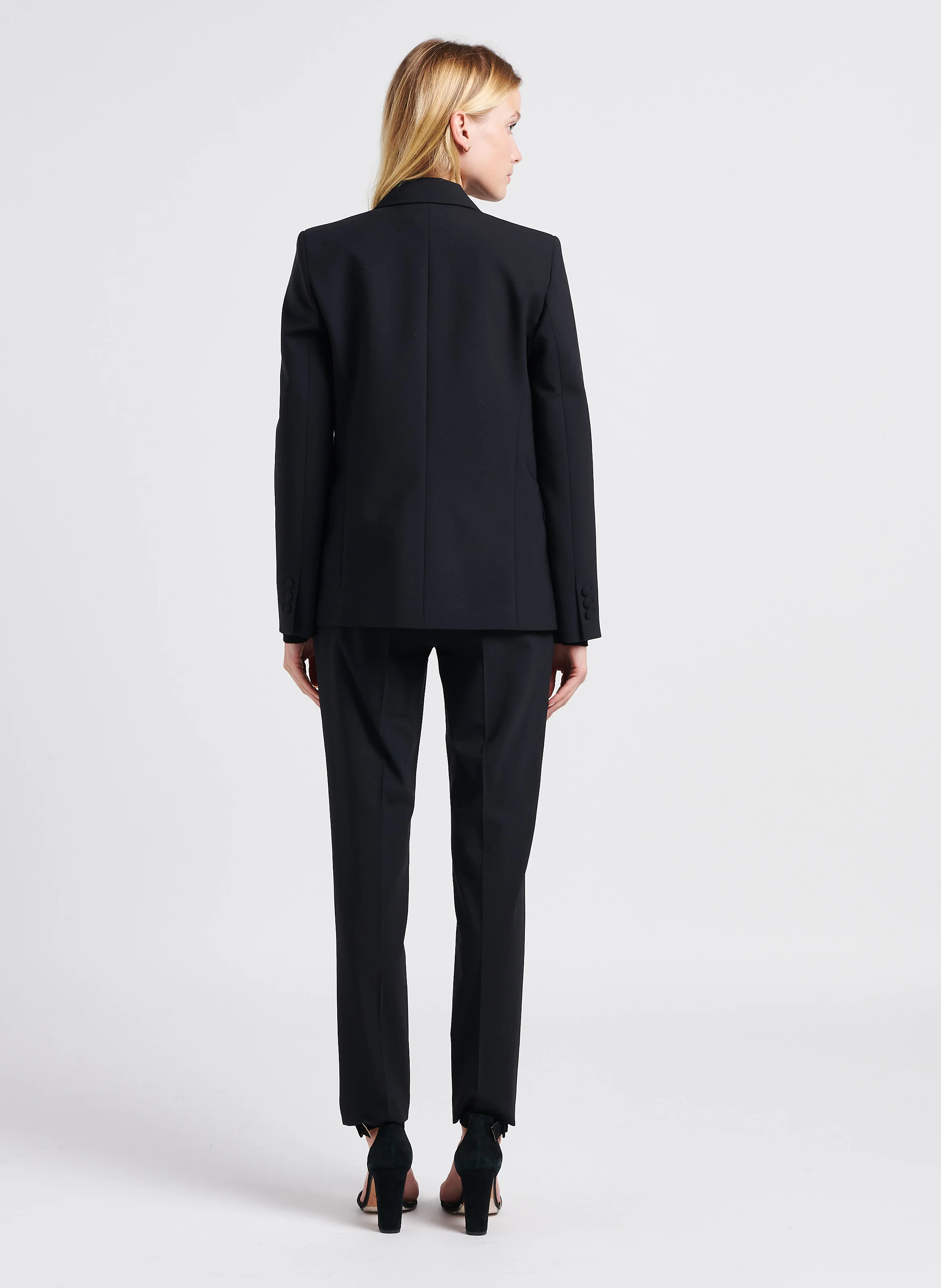 Pull col rond rayé en laine | Noir