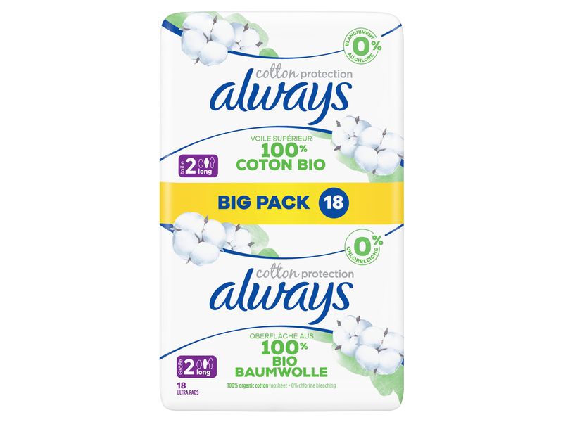Always Binde mit Flügeln Ultra Cotton Protection Long 2 x 5 Hochwertige Binden mit saugfähigem Kern
