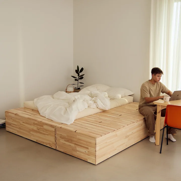 Karup Design - Basement Bett, 140 x 200 cm, Kiefer klar