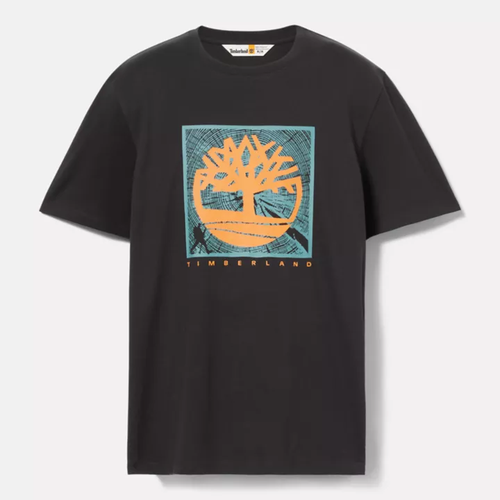 T-shirt à motif sur le devant pour homme en noir