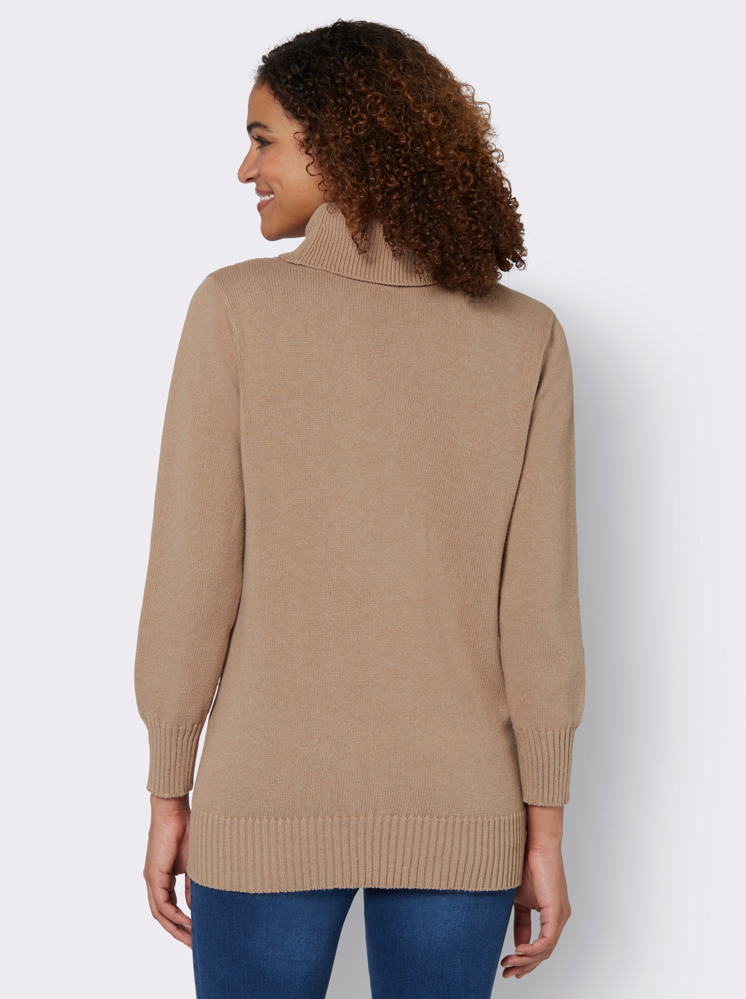 Longpullover mit gerippten Partien