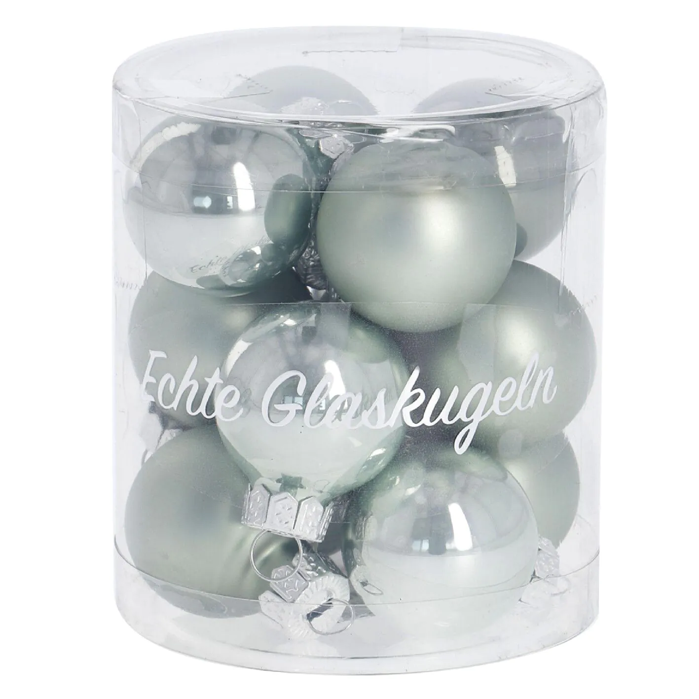 12er Weihnachtskugel Set Glaskugeln 2,5 cm, mint