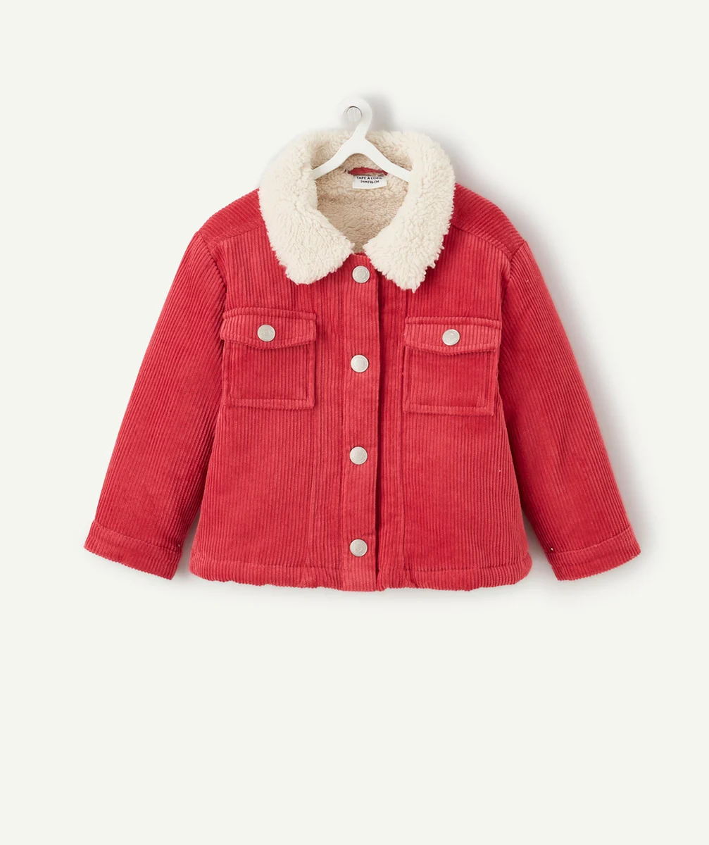 VESTE BÉBÉ FILLE EN REMBOURRAGE RECYCLÉ ET VELOURS ROSE