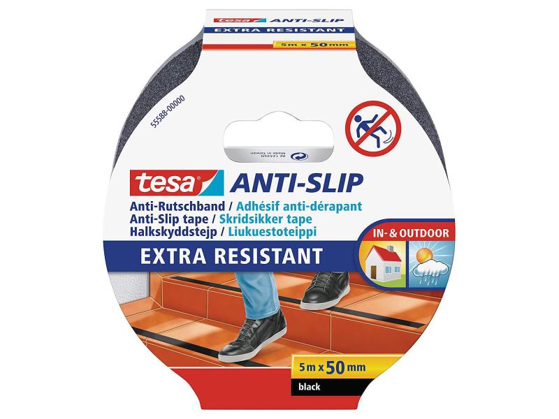 tesa Anti-Rutschband 5 m x 50 mm Schwarz Anti-Rutschband, 50 mm x 5 m