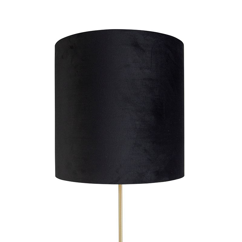 Vloerlamp goud/messing met velours kap zwart 40/40 cm - Parte