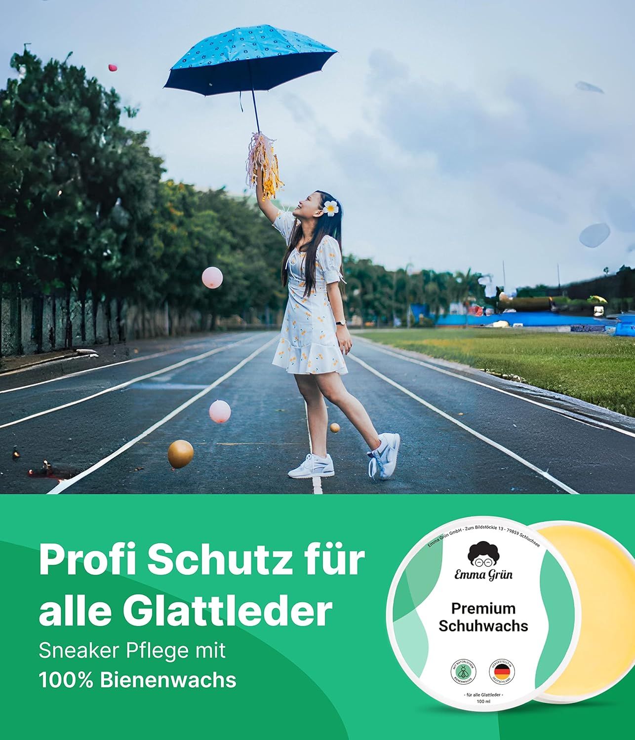 Emma Grün® Sneaker-Reinigungsset mit Putzmittel & Premium Schuhwachs inkl. Schwamm & Schuhbürste