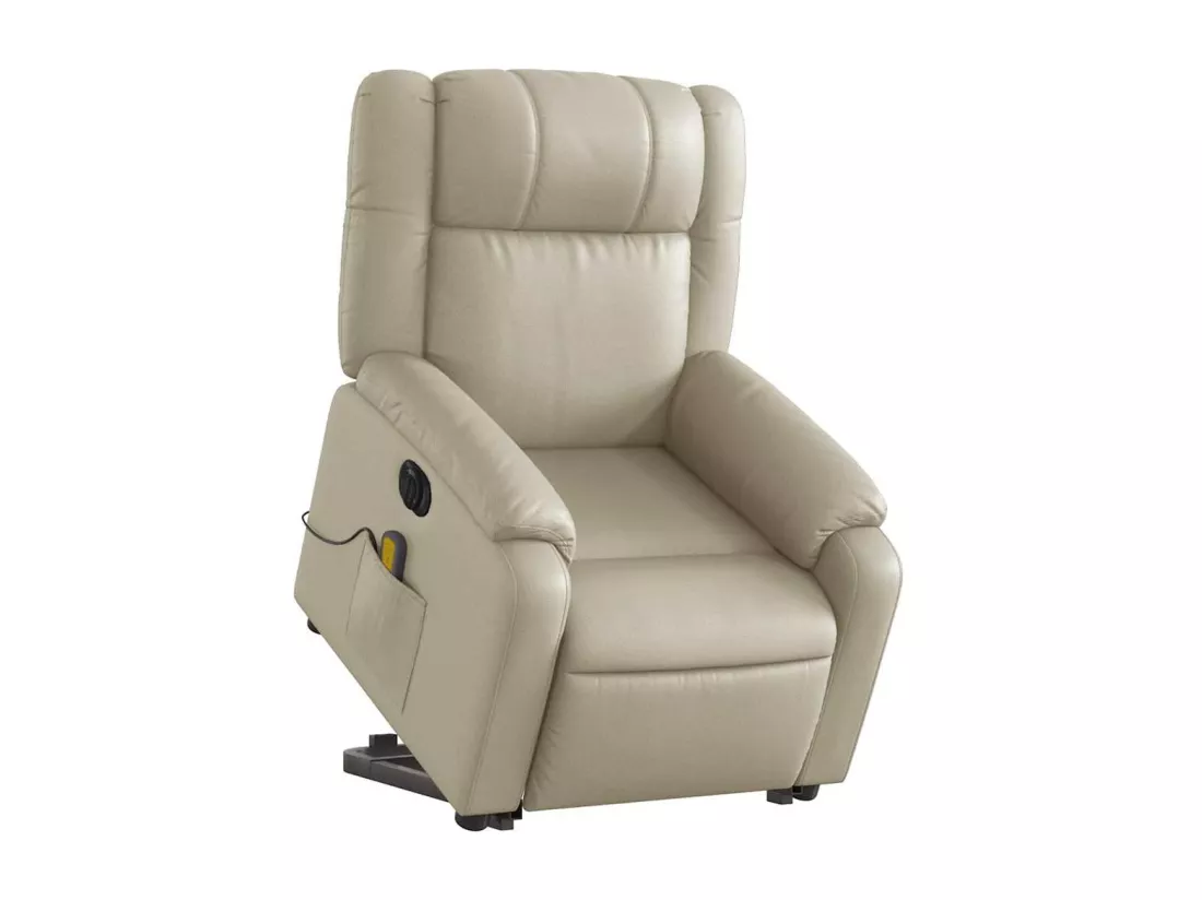 Fauteuil inclinable massant électrique crème similicuir