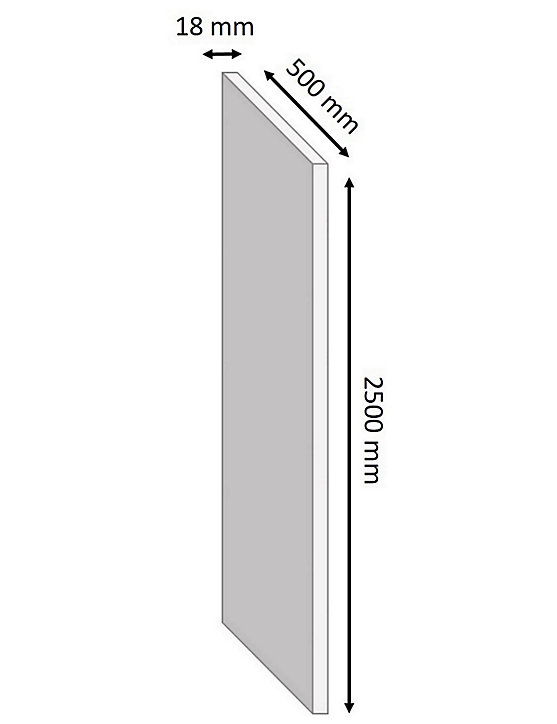 Tablette mélaminé blanc 50 x 250 cm, ép.1,8 cm