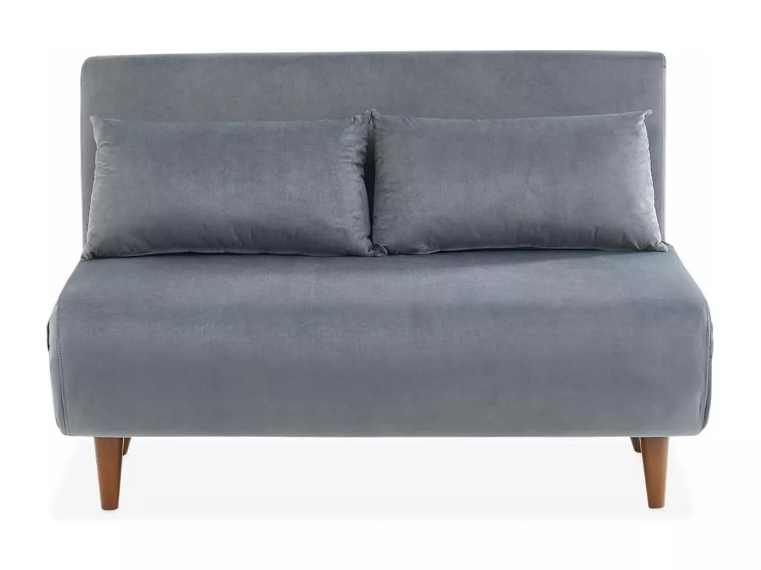 Canapé convertible 2 places gris foncé - Guesta - pieds bois. banquette. dossier inclinable