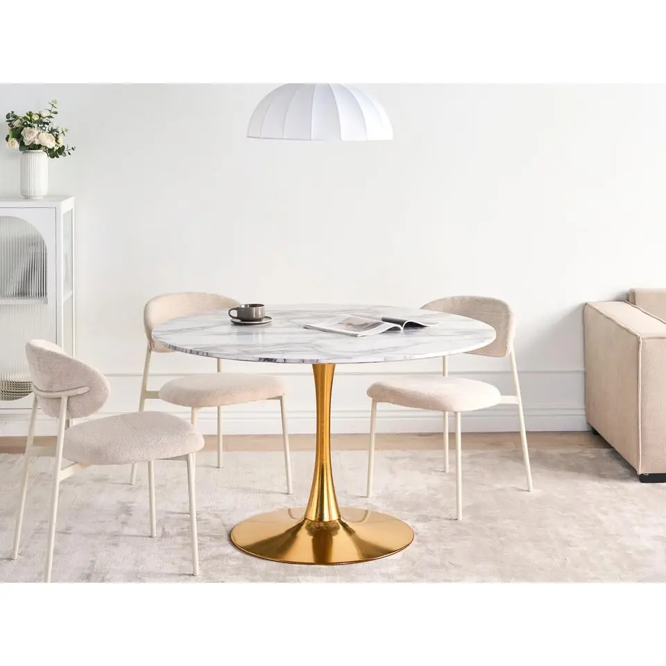 BOCA - Ronde eettafel - Wit marmer - 120 cm - MDF