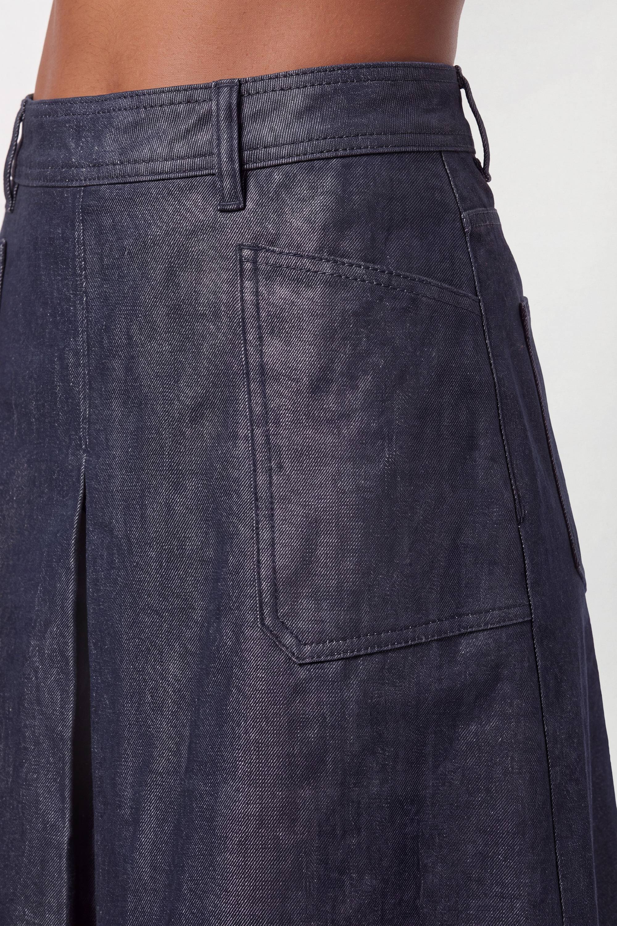 KarenMillen Jupe Évasée En Denim Enduit Métallisé