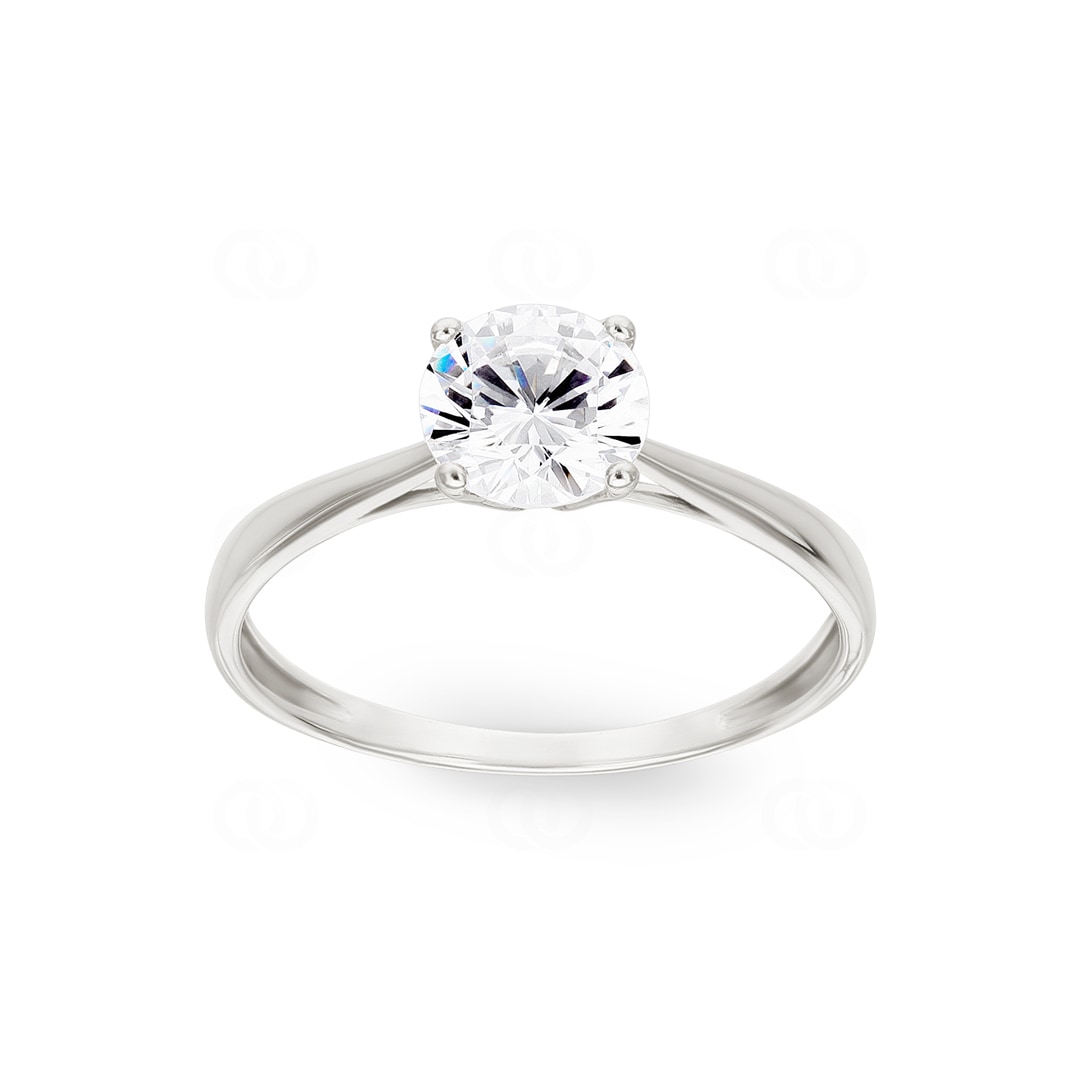Solitärring 925 Silber rhodiniert mit Zirkonia 4-Griff Ø 6.5mm
