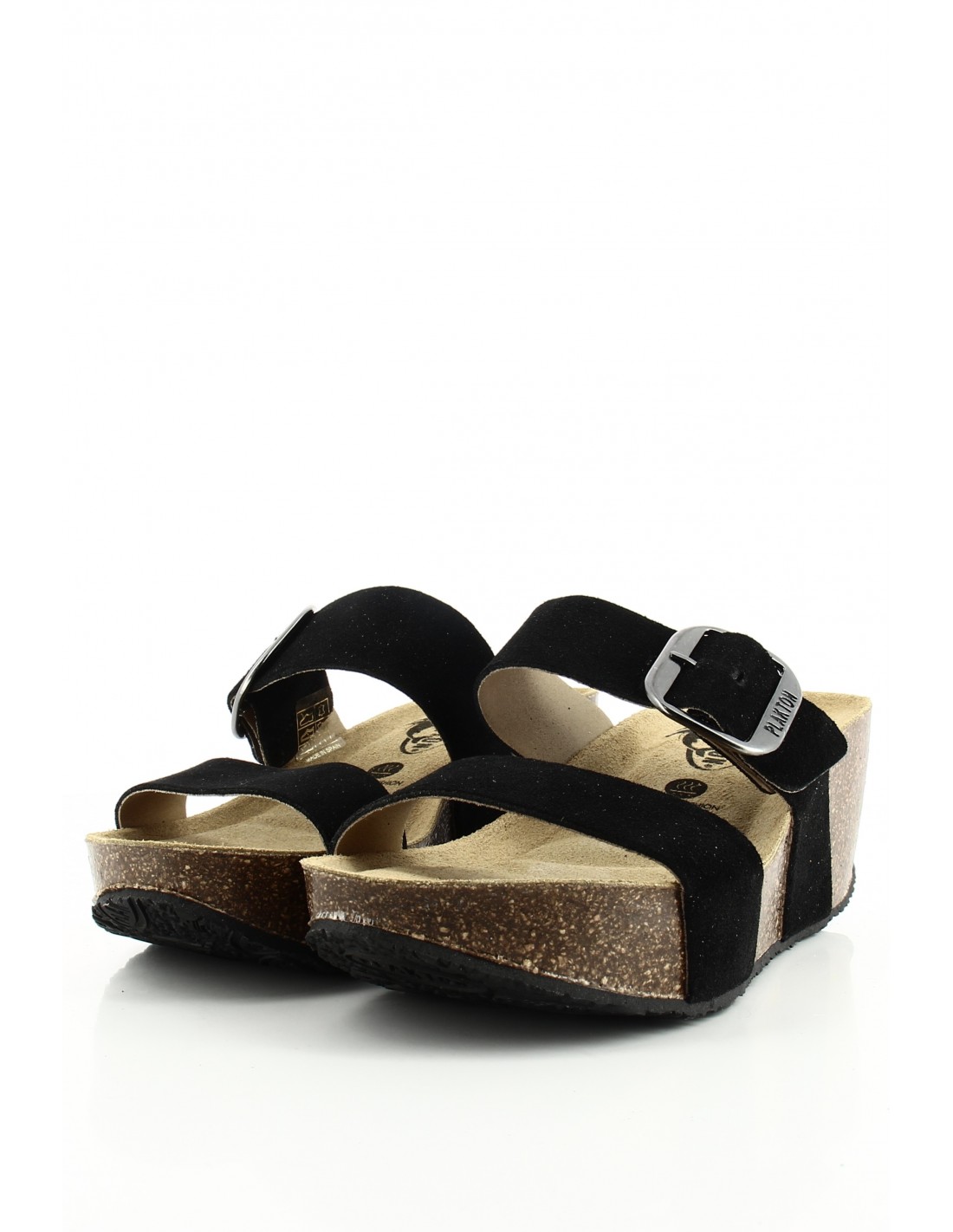 plakton Mules Compensées So Rock Cuir Noir