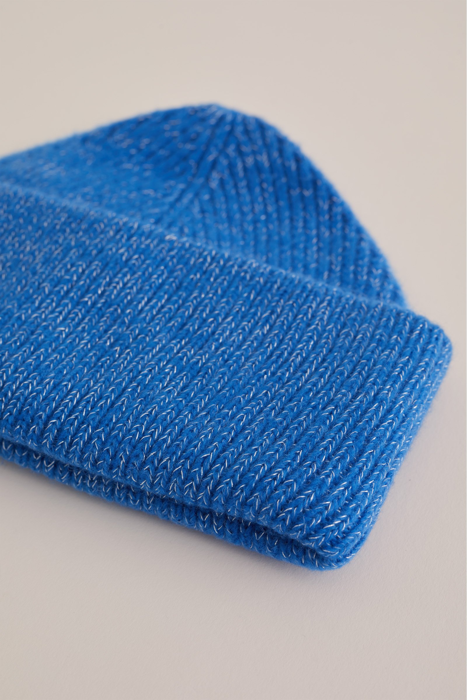 beanie met glittergaren WE Fashion Donkerblauw