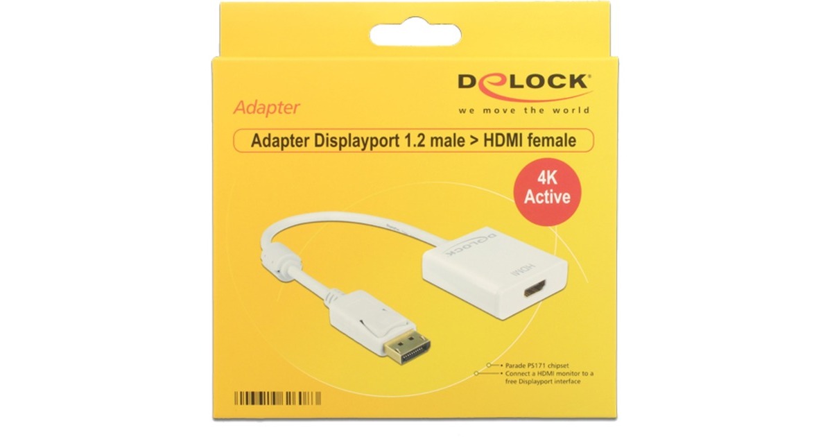 DeLOCKDisplayPort > HDMI adapter  (Wit, 0,2 meter, 4K)