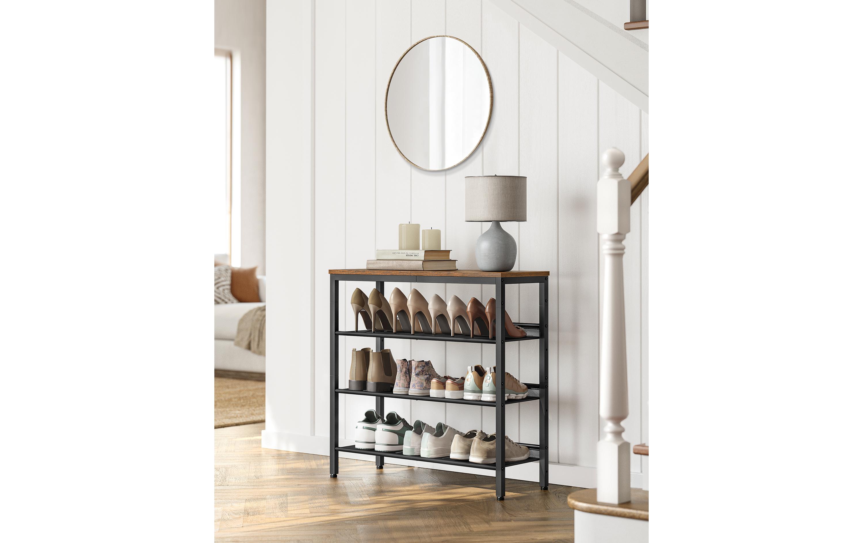 Schuhregal mit 4 Ablagen 75 x 73, Braun/SchwarzSchuhgestell