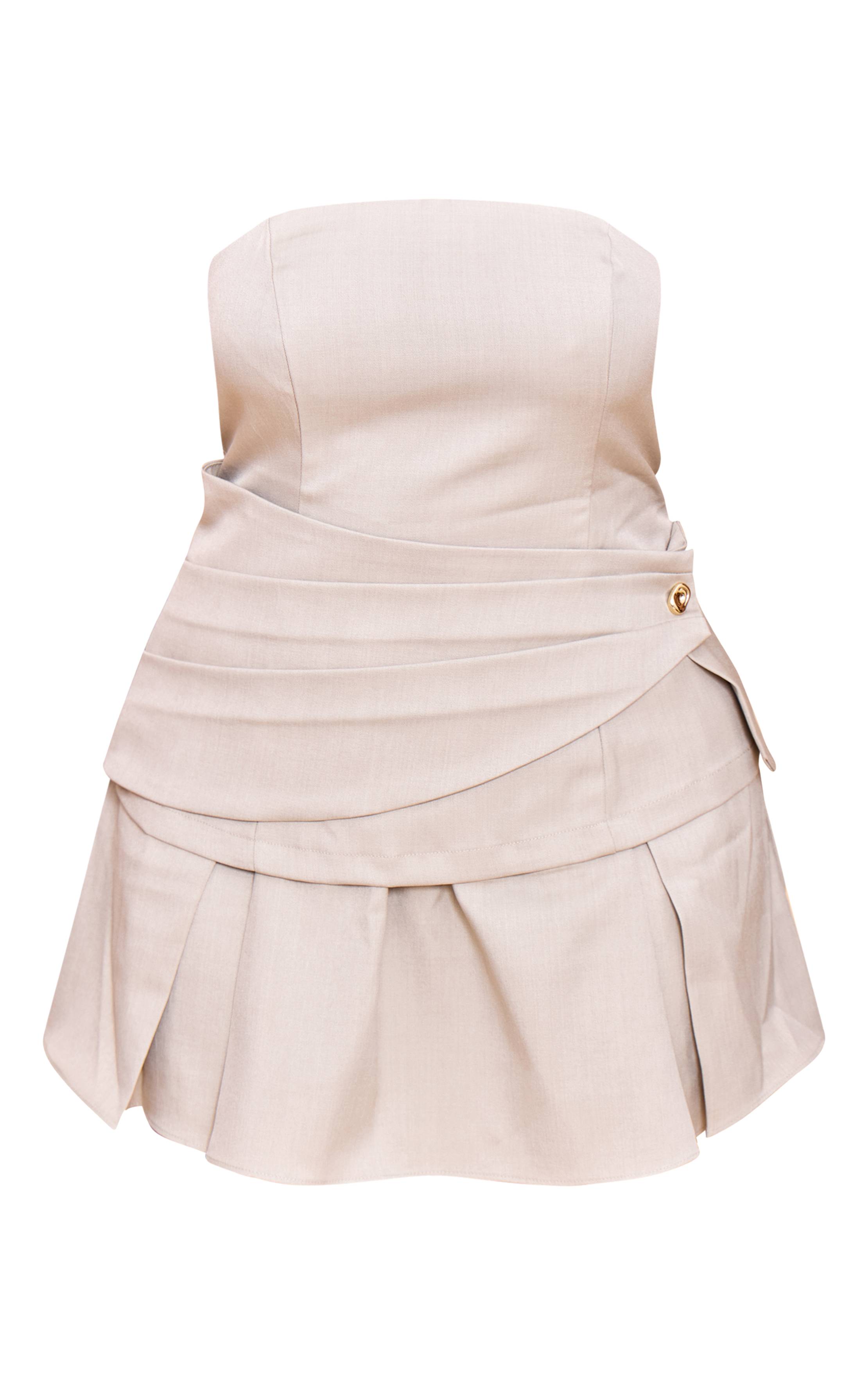 Gris Pierre Robe Mini Moulante Bandeau Croisée Avec Détails Dorés