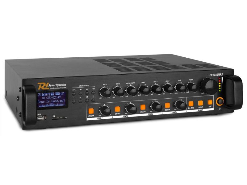 Power Dynamics Verstärker Pro PDV240MP3 4-Zonen Mischer Multifunktionaler 4-Zonen Mischer