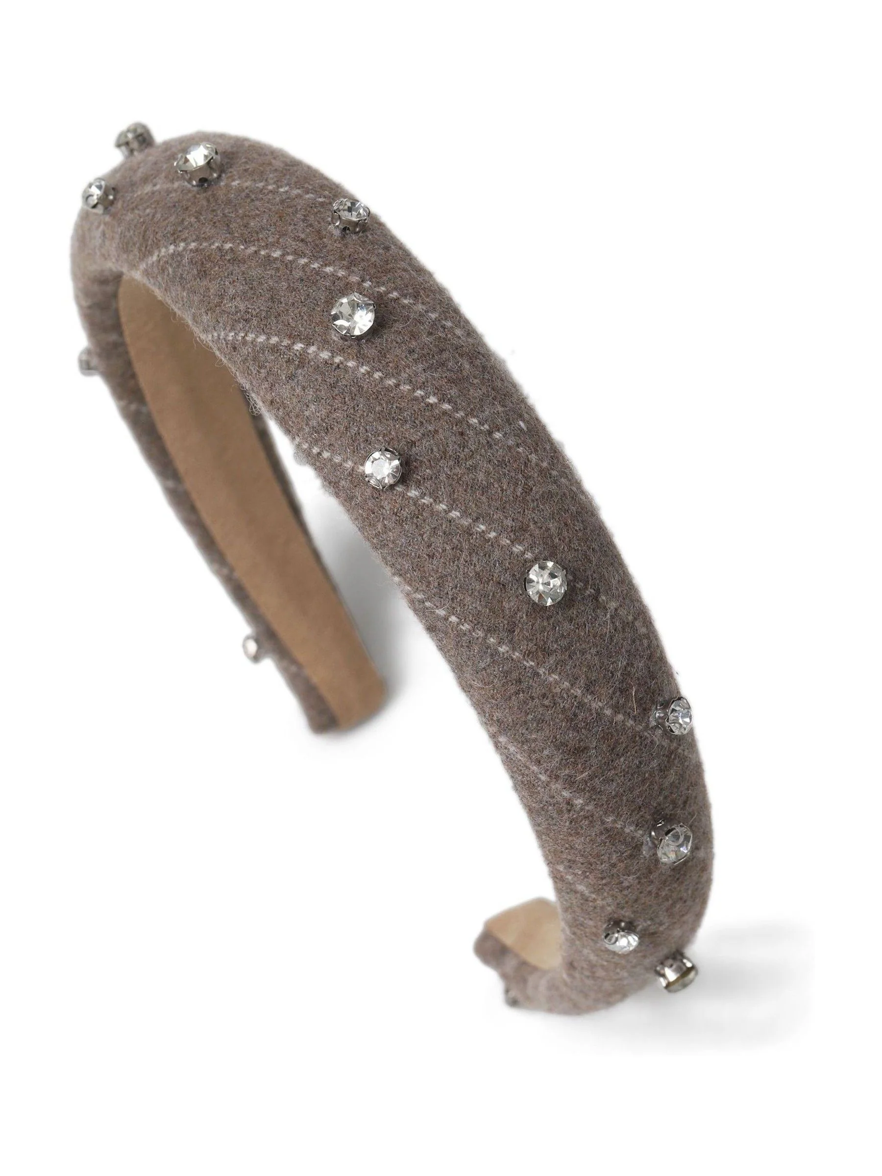 Aela Cream Studded Plaid Headband
