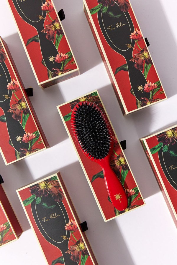 Fan Palm Hair Brush Red Poppy Medium