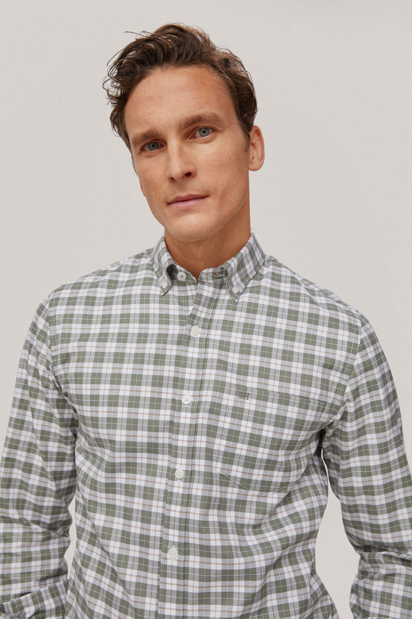 Camisa Oxford xadrez que não precisa passar - Verde