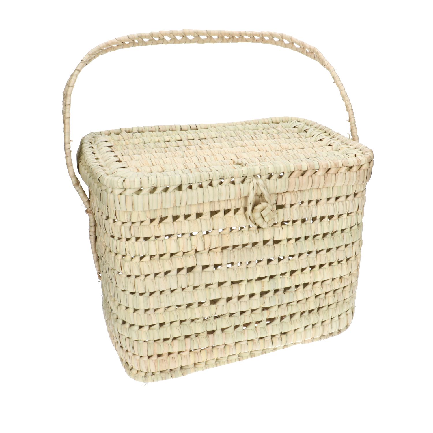 Picknickmand met deksel, palmblad, 27 x 37 x 28 cm