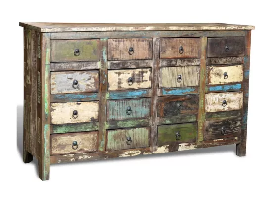 Armoire avec 16 tiroirs en style antique Bois massif recyclé