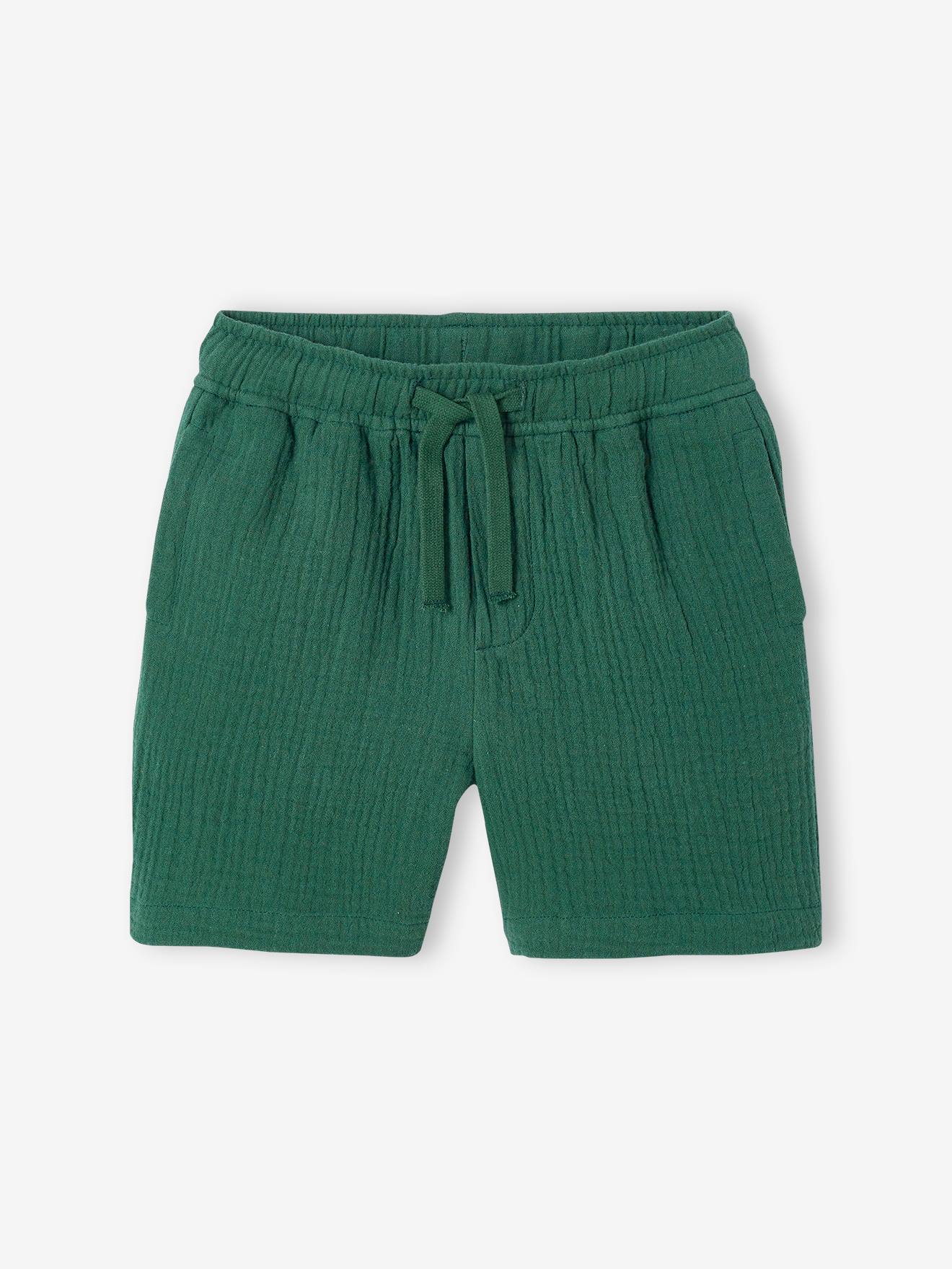Conjunto: camiseta e shorts em chiffon de algodão verde pinho