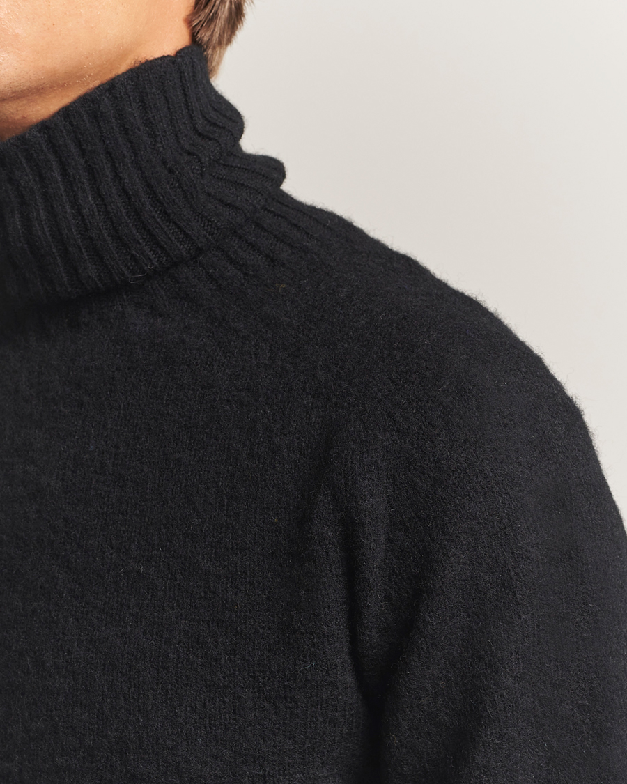 Harley Of Scotland Brushed Supersoft Lambswool Rollneck Black