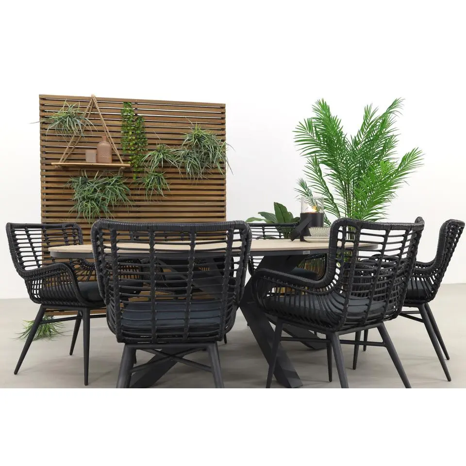 Garden Impressions Jasmine - Black/Edison 220x115 cm. - ovale tuinset