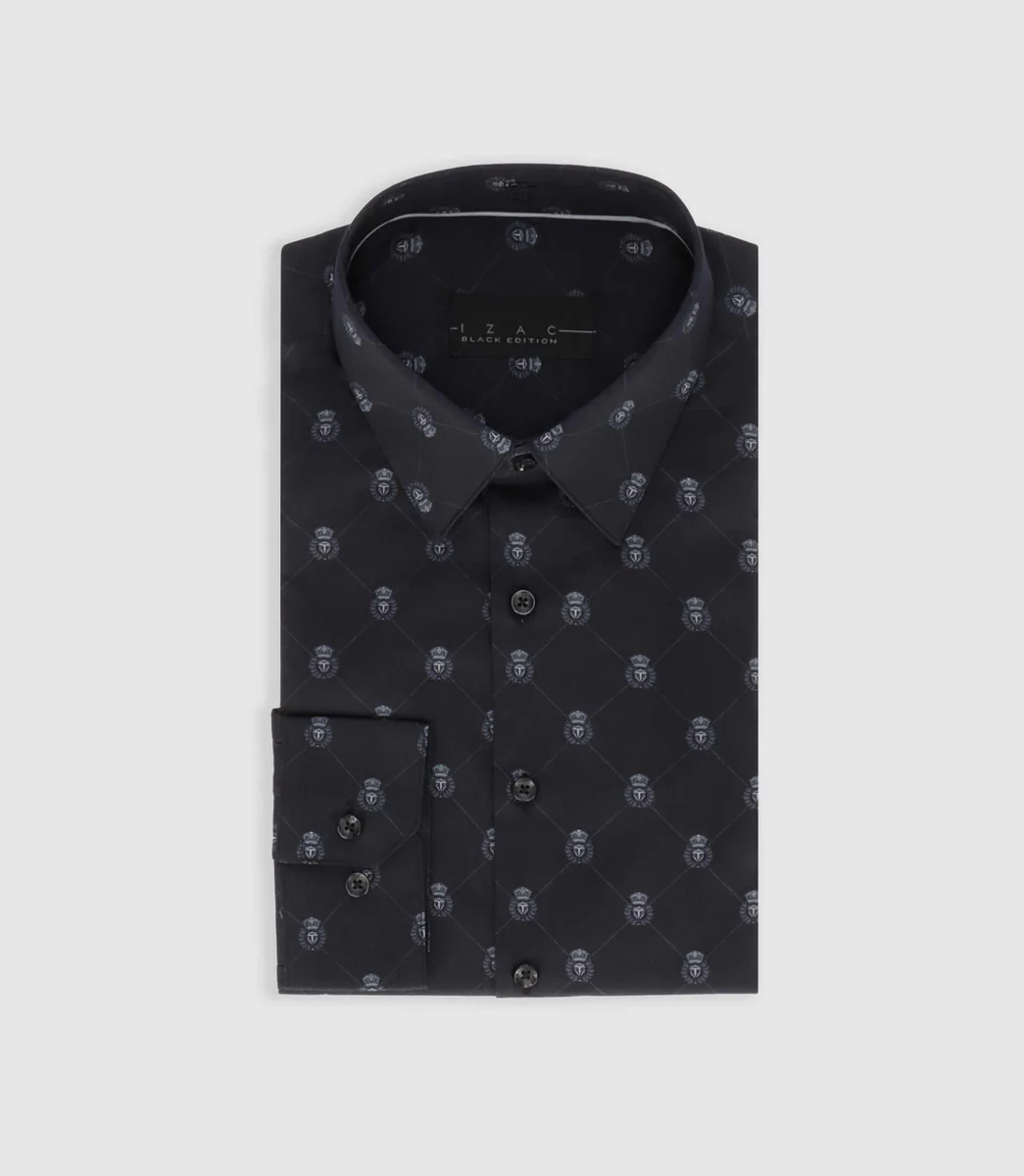 Chemise slim à imprimée logo noir PARTIN