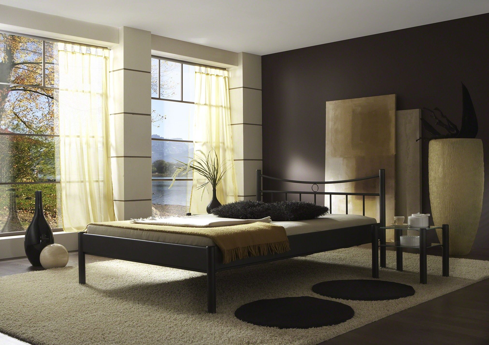 Metallbett Mercury 140 x 200 cm Metall Schwarz struktur