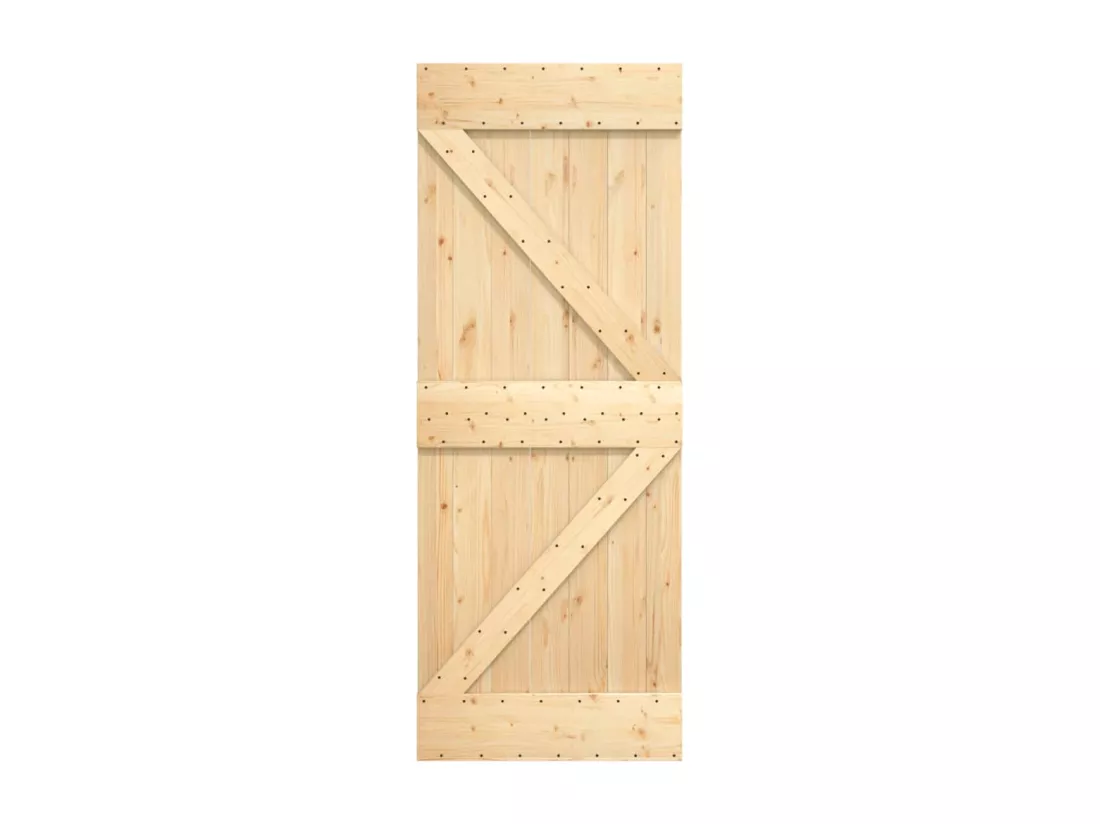 Porte coulissante et kit de quincaillerie 70x210 cm pin massif