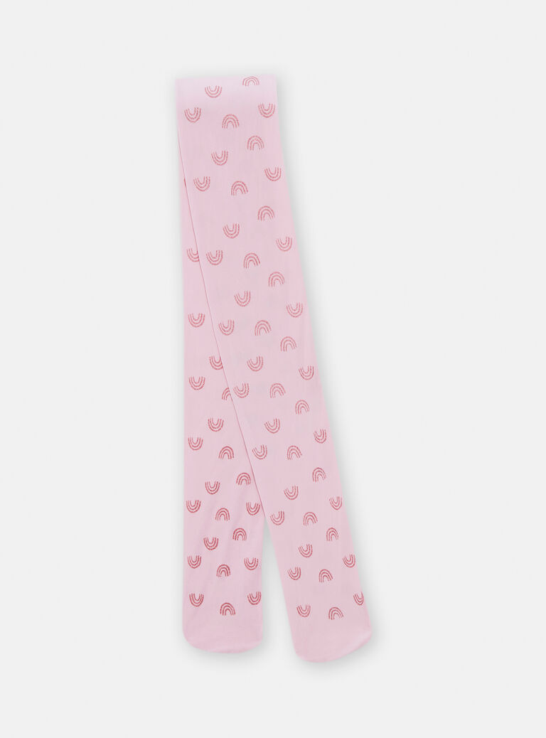 Collant rose à motif arc-en-ciel pour fille