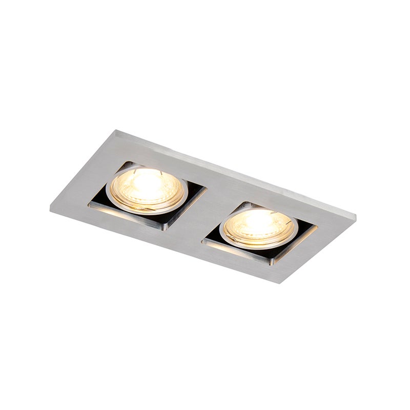 Rechthoekige inbouwspot van 2-lichts aluminium - Quere
