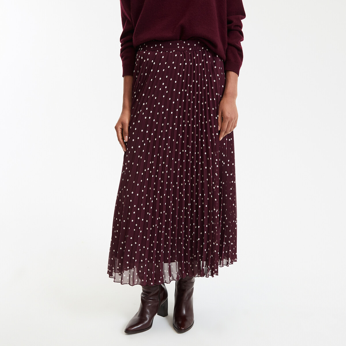 COLEÇÃO LA REDOUTE<br>Saia plissada com bolinhas, longa