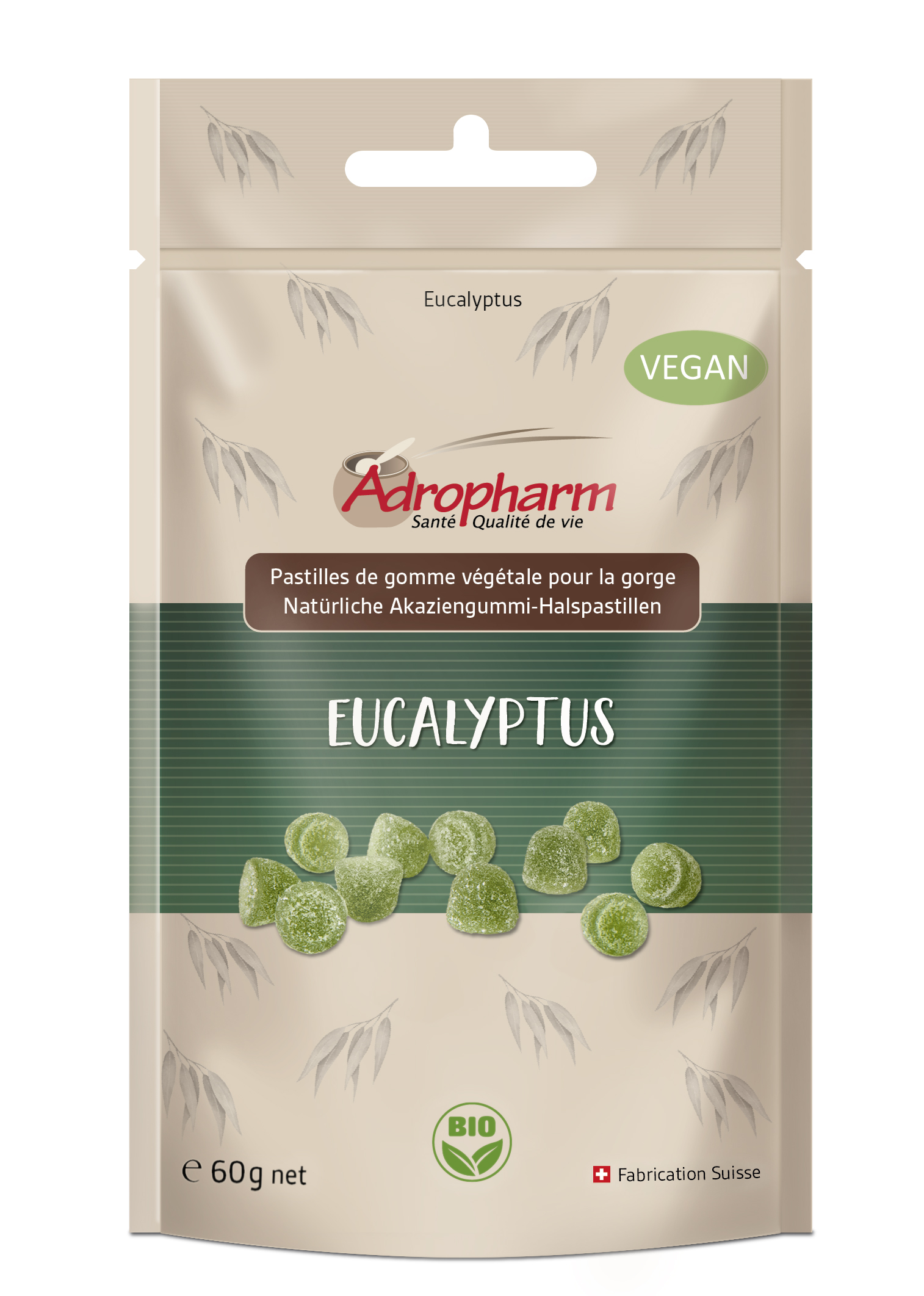 ADROPHARM Eukalyptus Bonbons<br>60 g, Beutel, Pastillen, Bio