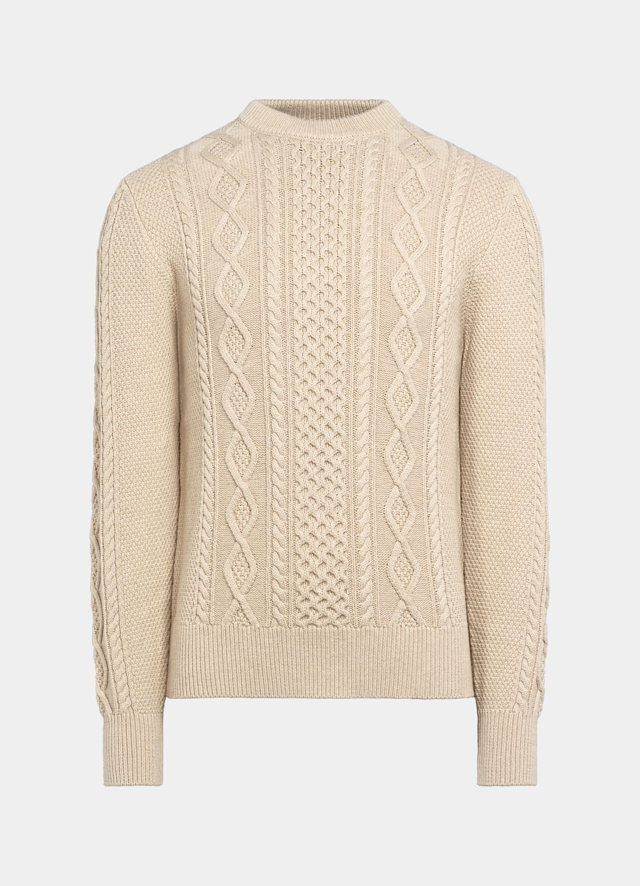 Pull col rond torsadé marron clair