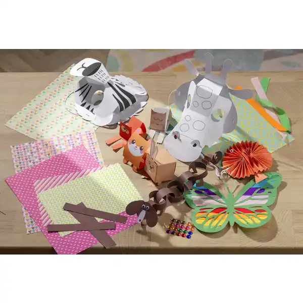 Papierbastelset im Koffer Tiere