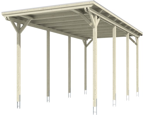 SKAN HOLZ Emsland enkele carport inclusief regengoot, 404x846 cm, natuurlijke afwerking