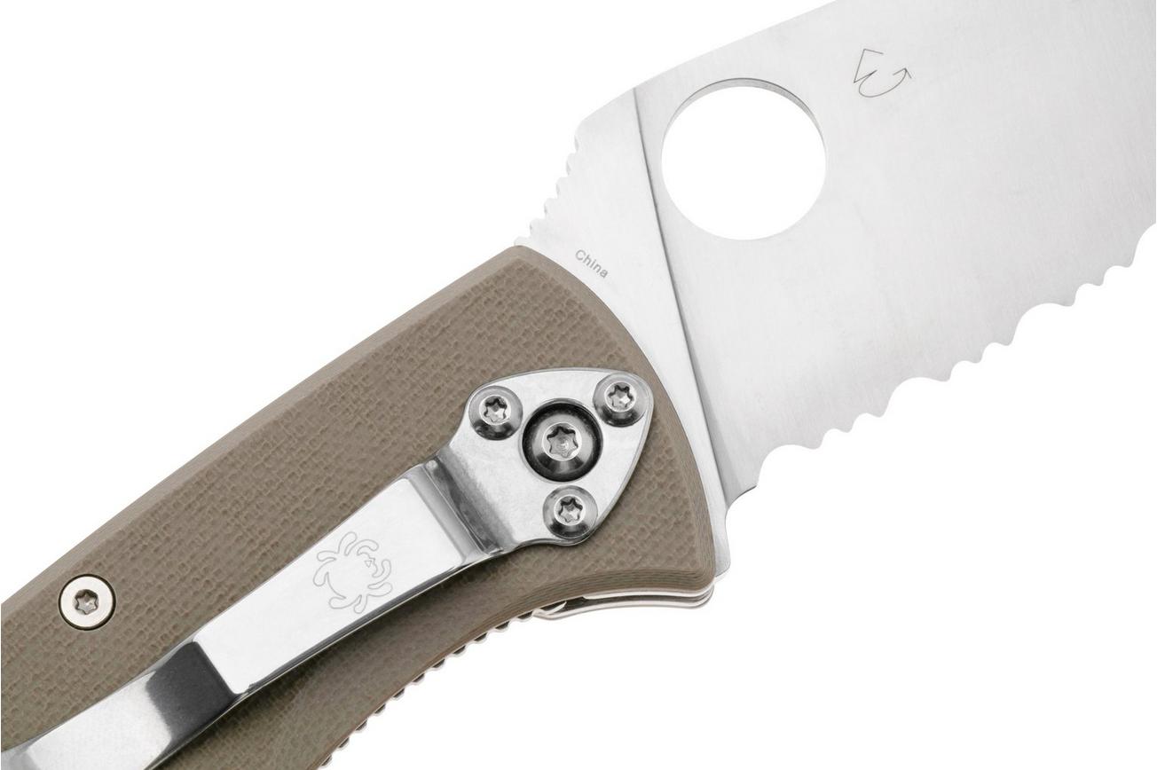 Spyderco Tenacious C122GBNM4PS, CPM M4, Brown G10, partly serrated zakmes
