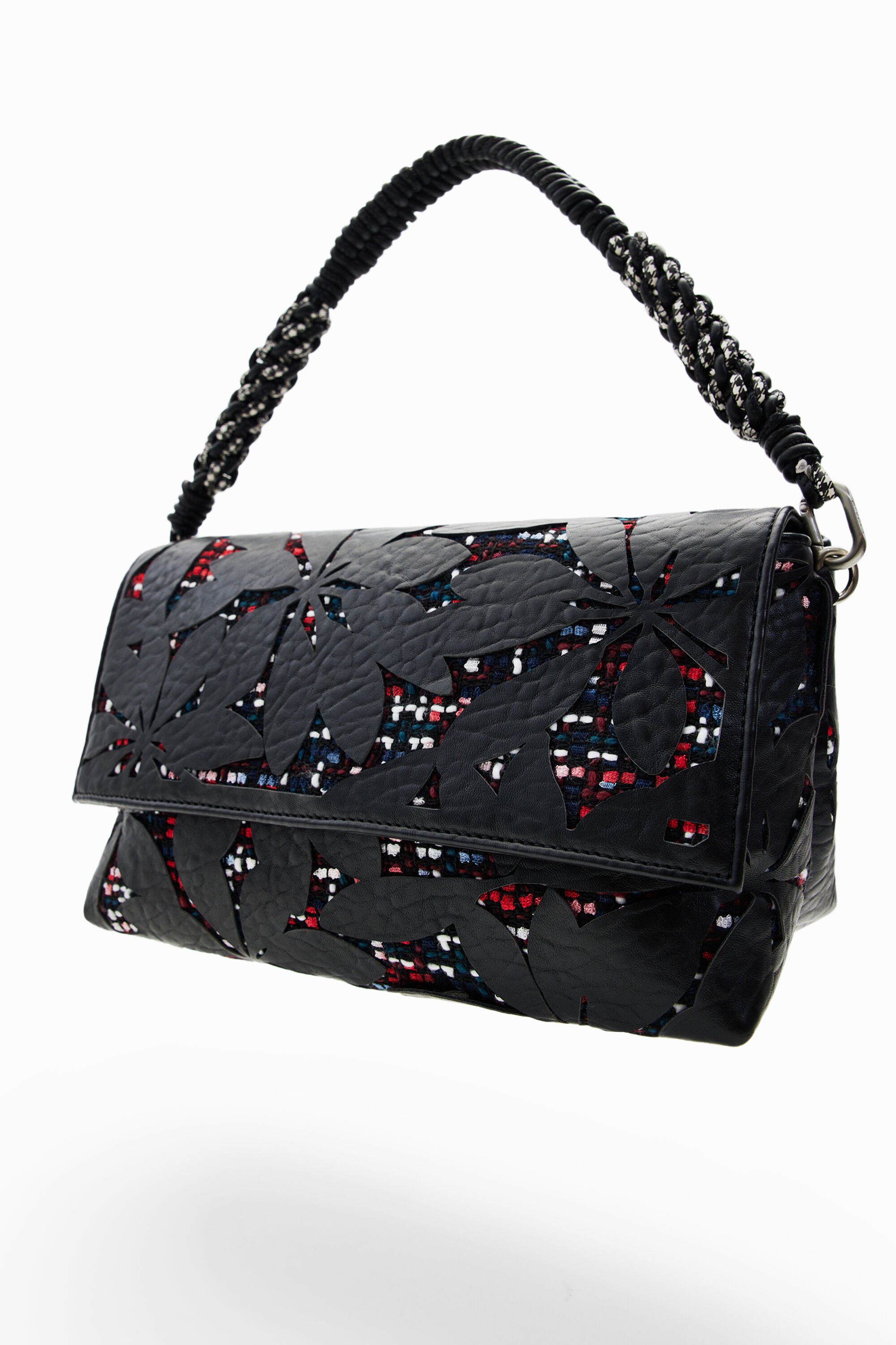 Sac à bandoulière moyen fleurs estampées