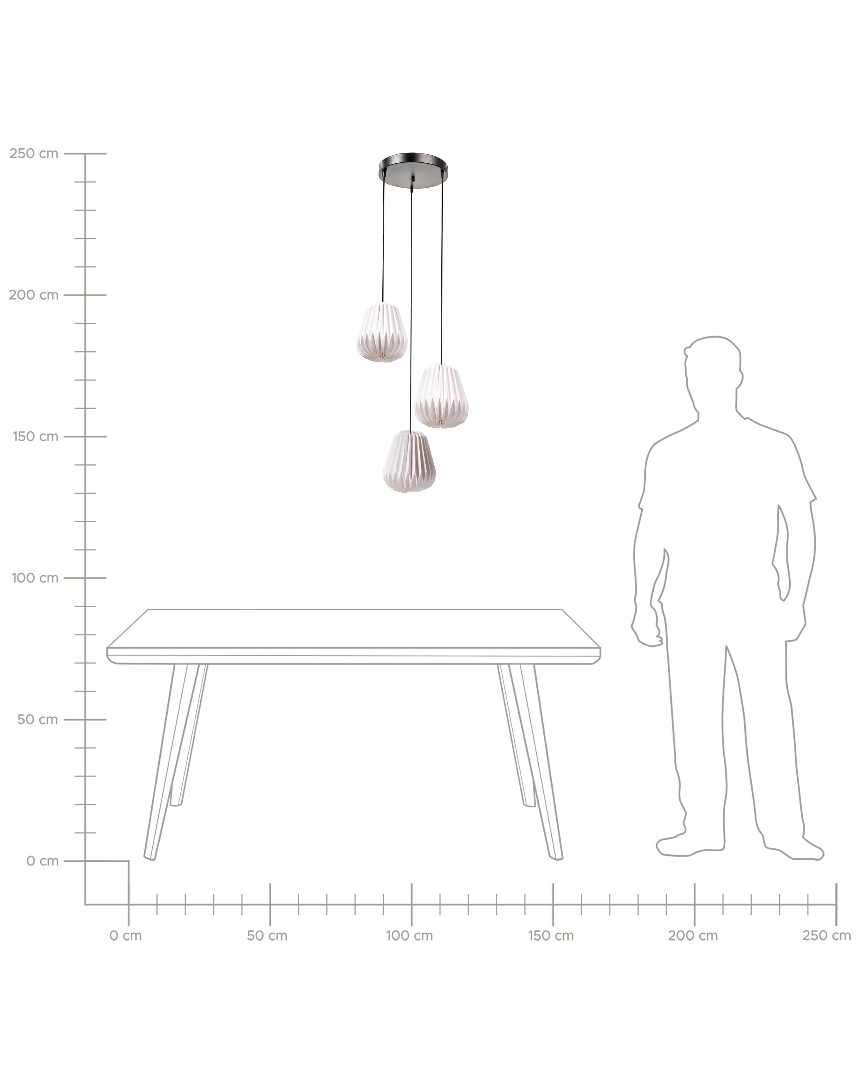 3-lichts hanglamp HONDE Papier Wit