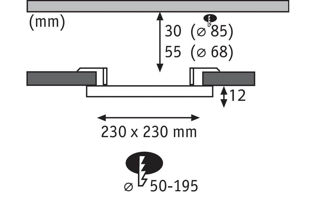 Einbauleuchte Areo VariFit 230 x 230 2000-4000 K, WeissEckiges Einbaupanel für eine sanfte Lichtstreeung