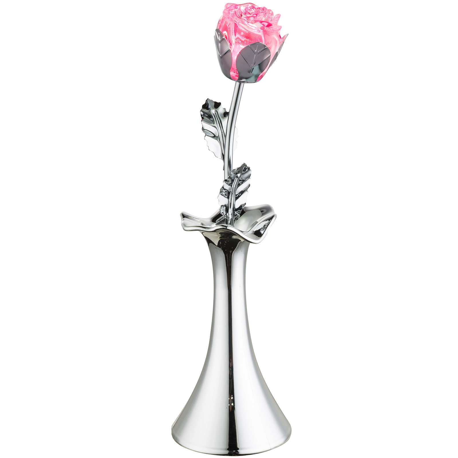 RGB-LED-Deko-Rose - chromfarben - mit Farbwechsel
