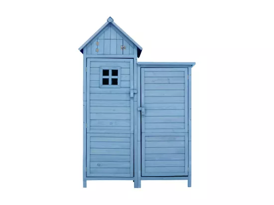 Abri de jardin en bois de sapin - remise à outils avec 2 étagères intégrées - H 173 cm - toit imperméable en PVC - Vert
